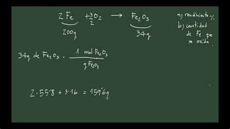 Ejercicio Estequiometr A C Lculo Del Rendimiento De Una Reacci N