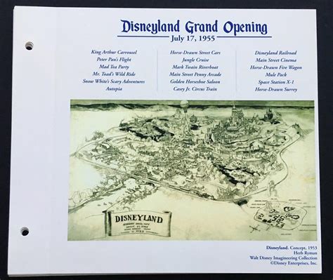 Disneyland Concept Art Lithograph Herb Ryman Park Overview From 50th