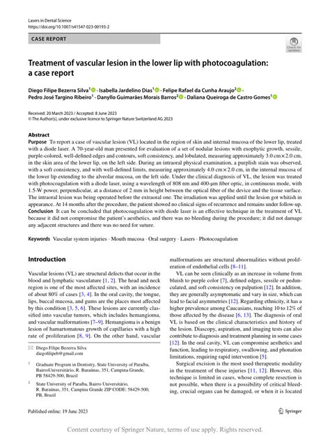 Treatment Of Vascular Lesion In The Lower Lip With Photocoagulation A