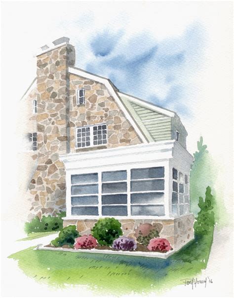 Custom X Watercolor Home House Portrait Painting Art Etsy