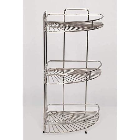 Kuber Industries Stainless Steel Multipurpose Storage Corner Rack Stand