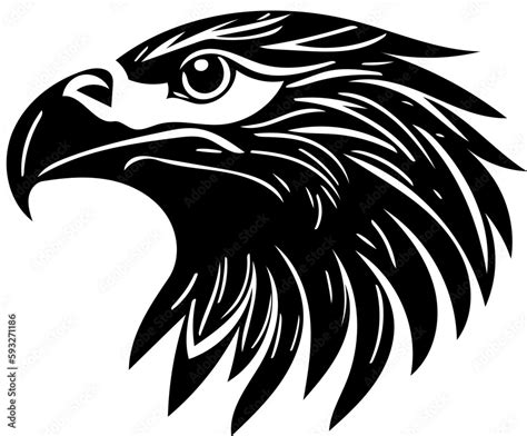 Eagle head mascot logo in black and white, vector illustration, hawk ...