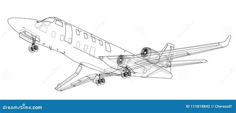 Airplane blueprint. Vector stock vector. Illustration of plane - 111818842