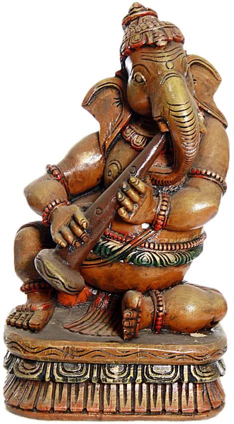 Lord Ganesha Playing Shehnai Exotic India Art