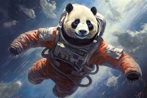 Celestial Wanderer The Panda Astronaut S Cosmic Voyage Digital Art By