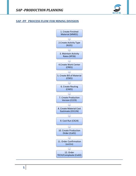 Sap Pp Process Flow For Mining