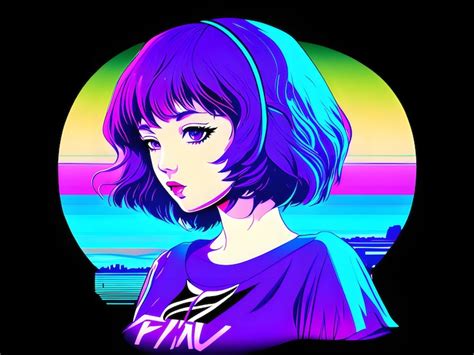 Premium Ai Image Anime Girl Synthwave Illustration