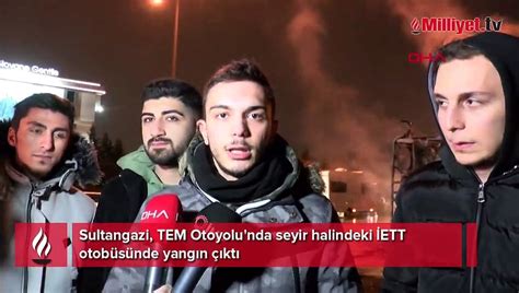 Sultangazi TEM Otoyolu nda İETT otobüsü alev alev yandı Dailymotion Video