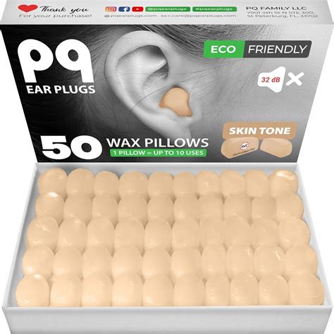 Amazon PQ Wax Ear Plugs For Sleep 50 Beige Silicone Wax Earplugs