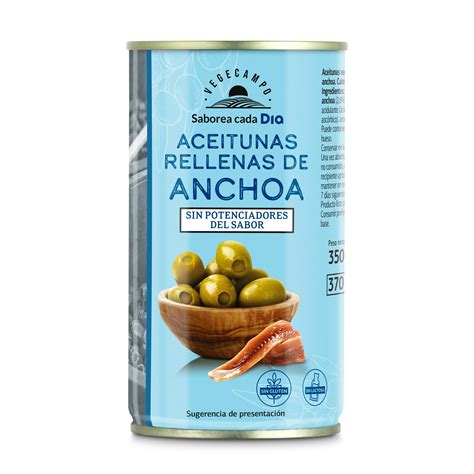 Aceitunas Rellenas De Anchoa Vegecampo De Dia Lata 150 G