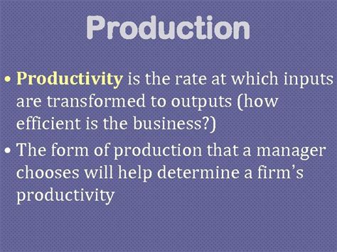 IB Business Management Production Methods Production