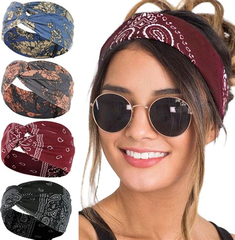 Lihelei Bandeau Cheveux Boho Bandeau Turban Lastique Bandeaux Nou S