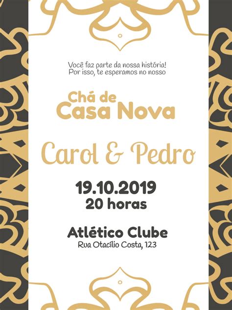 Convite Chá Bar Casa Nova Open House Noivado Casamento