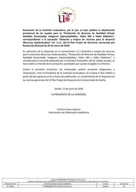 Pdf Resolución De La Comisión Evaluadora Por La Que Se Hace