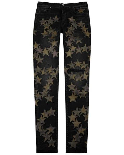 Amiri Denim X Chemist Black Star Appliquéd Skinny Jeans For Men Lyst