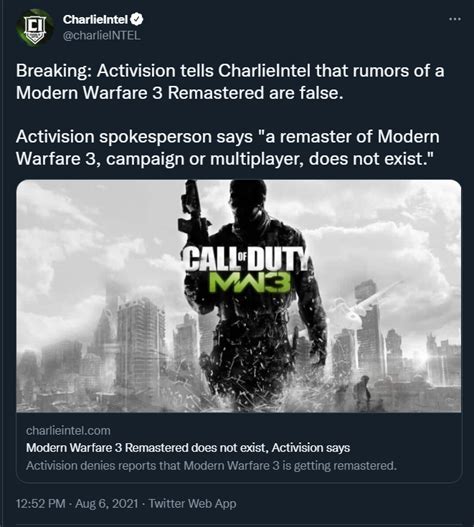 Hope On Twitter This Goes Against What An Activision Spokesperson