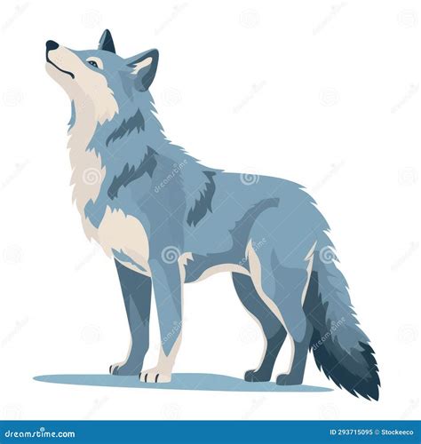 Cute Blue Wolf Silhouette Illustration on White Background Stock ...