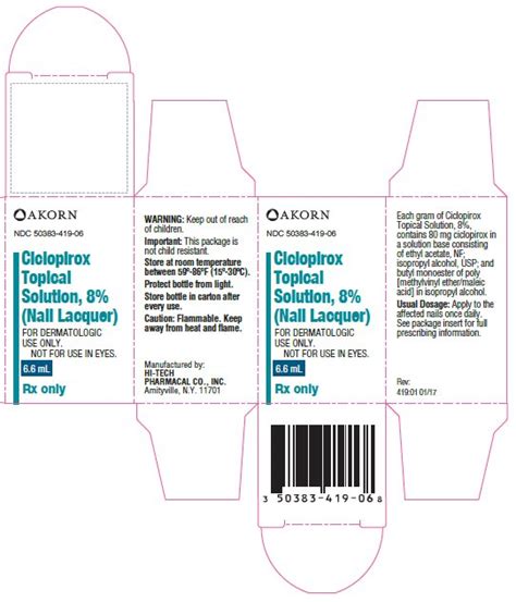 Ciclopirox Hi Tech Pharmacal Co Inc FDA Package Insert