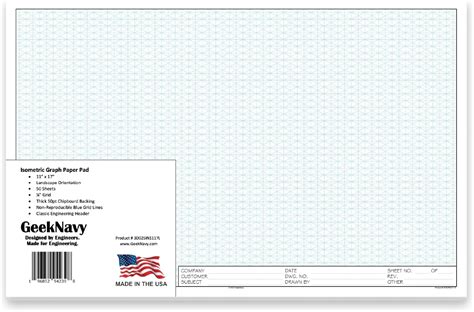 Amazon GeekNavy 11 X 17 Isometric Graph Paper 50 Sheets