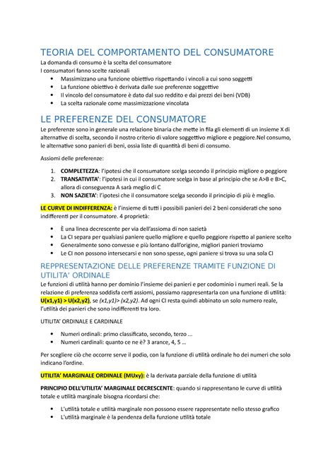 Teoria Del Consumatore Teoria Esempi Grafici E Formule TEORIA DEL