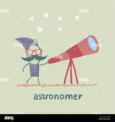 Astronomer Looking Through A Telescope Stock Vector Image Art Alamy