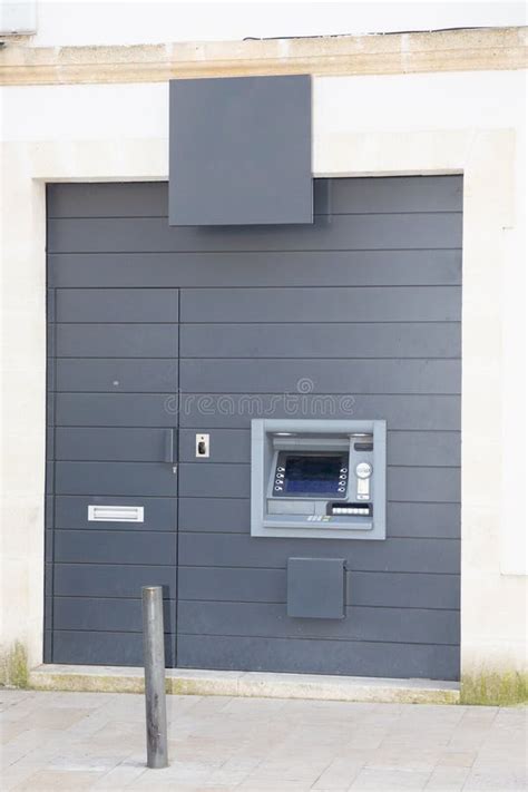 Modern Street Atm Bank Machine on Grey Background for Withdrawal of ...