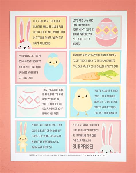 Easter Scavenger Hunt Printables