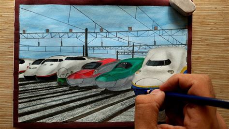 Drawing Speedy Shinkansen Japanese Bullet Train Simplified Timelapse Sketching Youtube