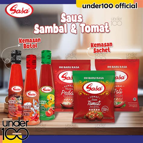 Jual UNDER100 SASA Saos Sambal Asli Sambal Ekstra Pedas Saus Tomat