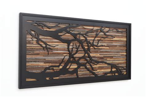 Metal Tree Branch Wall Art Reclaimed Wood Metal Wall Art Etsy