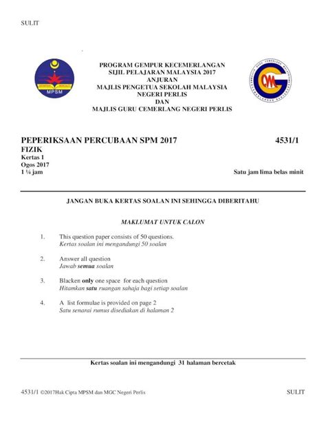 Pdf Peperiksaan Percubaan Spm Impuls Dan Luas B Power And