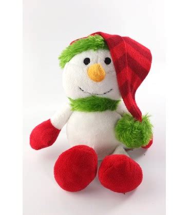 Doudou Peluche Bonhomme De Neige Blanc Rouge Vert Peeko Cm Chez Vous