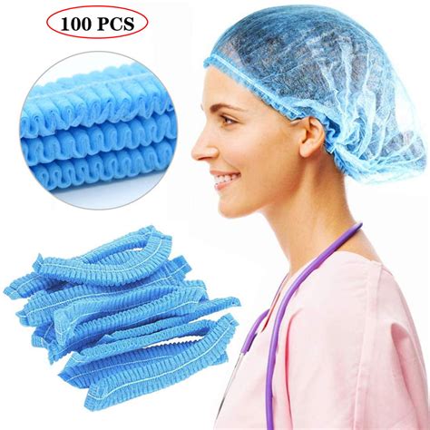 Amerteer Disposable Protective Caps Pcs Inch Hair Net Blue