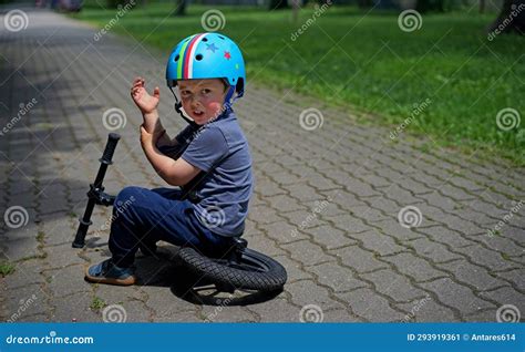 Bicycle Accident, Child Wearing Helmet Stock Image - Image of years, bike: 293919361