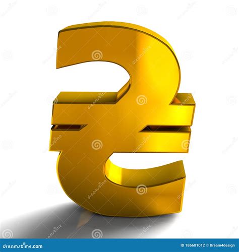 Ukraine Hryvnia Currency Sign Symbols Gold Color 3d Render Isolated On