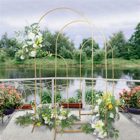 Set Of 4 Gold Metal Wedding Arch Chiara Backdrop Stand Floral Display