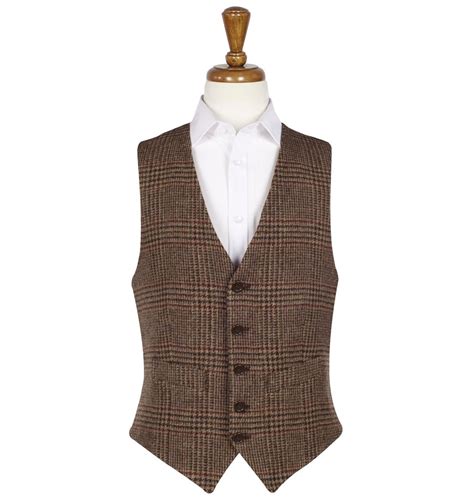 Men S Tweed Waistcoat Brown Shop Wool Waistcoat For Men Online