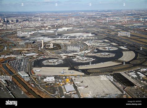 Aerial view of Newark Liberty International Airport, located in Newark ...