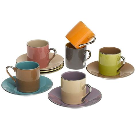 Yedi Houseware Classic Coffee And Tea Siena Teacups And Saucers Set Of 6