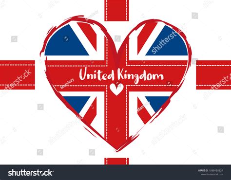 United Kingdom Flag Heart Shape Vector Stock Vector Royalty Free