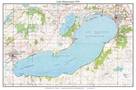 Lake Minnewaska 1970 Custom Usgs Old Topo Map Minnesota Dtl South Old Maps