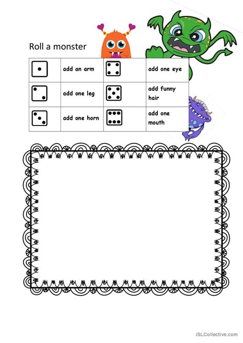 Roll A Monster English Esl Worksheets Pdf Doc