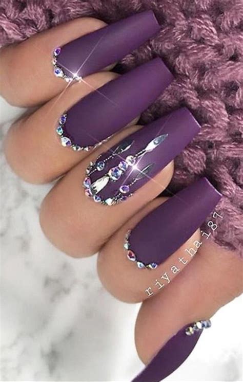 Perfect Purple W Bling Nail Art Elegantnaildesigns Bling Nail Art