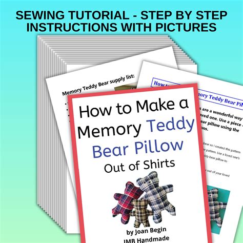 How To Make A Memory Teddy Bear Pillow Sewing Tutorial Printable Ste Jmb Handmade