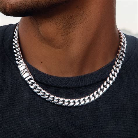 Mm Miami Initial Letter Stainless Steel Cuban Link Chain