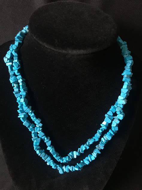 Vintage Turquoise Natural Beaded Necklace Etsy Uk