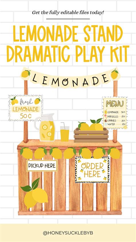 Printable Lemonade Stand Dramatic Play Kit Summer Activity Preschool