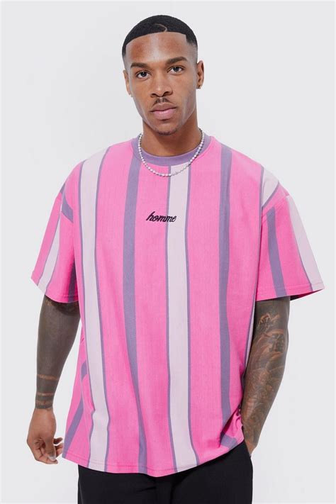 Oversized Homme Vertical Stripe T Shirt