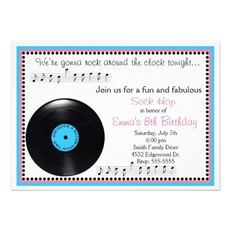 Sock Hop Birthday Party Invitations - Invitation Design Blog