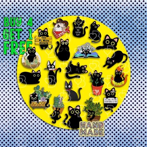 Black Cat Enamel Pin Etsy